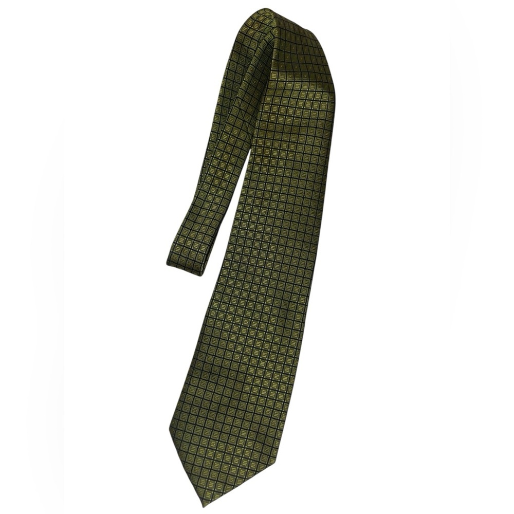 Valentina Italian Made Silk Green and Black Checkered Tie